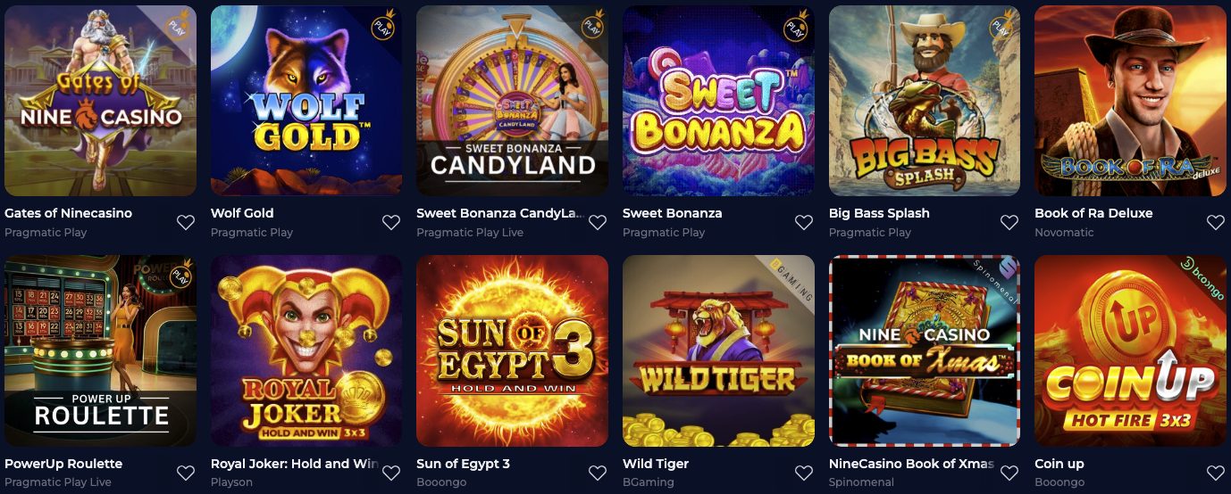 Nine Casino Top-Spiele